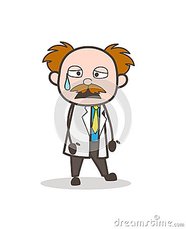 Cartoon Emotional Scientist Crying Face Stock Photo