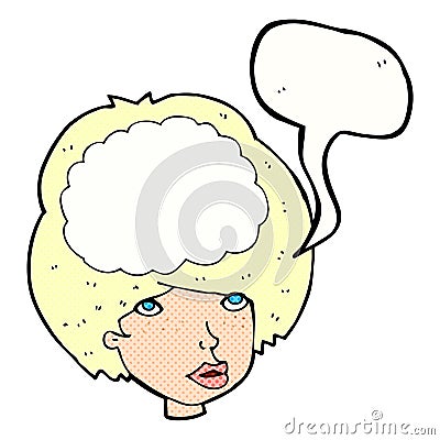 cartoon empty headed woman with speech bubble Stock Photo