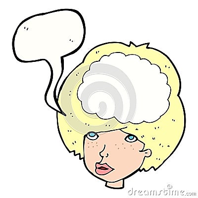 cartoon empty headed woman with speech bubble Stock Photo