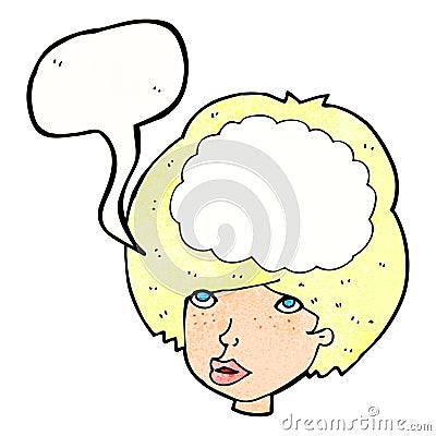 cartoon empty headed woman with speech bubble Stock Photo