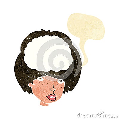 cartoon empty headed woman with speech bubble Stock Photo