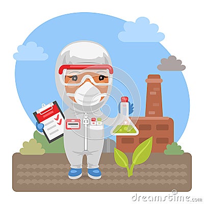 Cartoon Environmental Scientist Vector Illustration