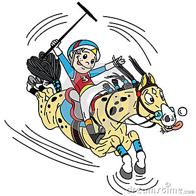 Cartoon equestrian polo sport Vector Illustration