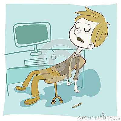 Cartoon exhausted employee Vector Illustration