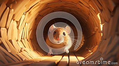 gerbil navigating its intricate tunnel system. Stock Photo