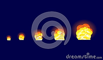 Cartoon explosion effect with smoke. Effect boom, explode flash, bomb comic book, vector illustration. Animation for Vector Illustration