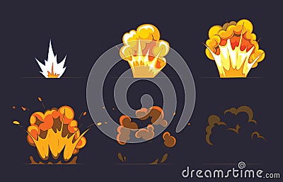 Cartoon explosion effect with smoke. Vector Vector Illustration