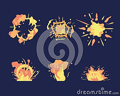 Cartoon explosion set Vector Illustration