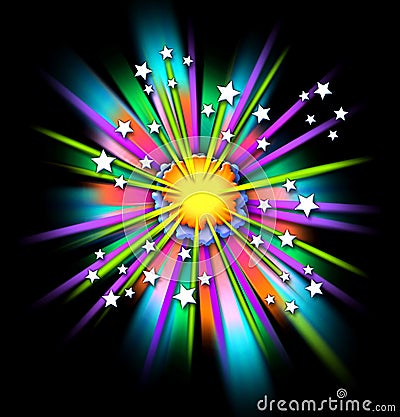 Cartoon explosion w/stars Cartoon Illustration