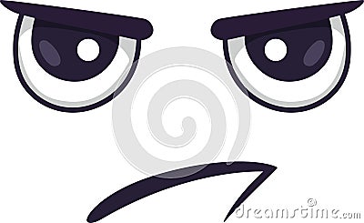 Cartoon face with frowning mouth and eyebrows showing an angry expression, creating a simple yet impactful visual Vector Illustration