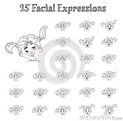 Cartoon faces expressions vector set Vector Illustration