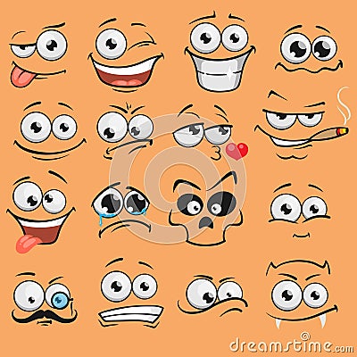 Cartoon faces set Stock Photo