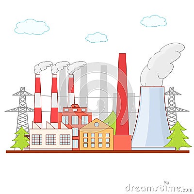 Cartoon Factory Building Industry Business Architecture. Vector Vector Illustration