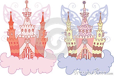 Cartoon fairy castle on a cloud Stock Photo