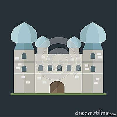 Cartoon fairy tale castle tower icon cute architecture fantasy house fairytale medieval and princess stronghold design Vector Illustration