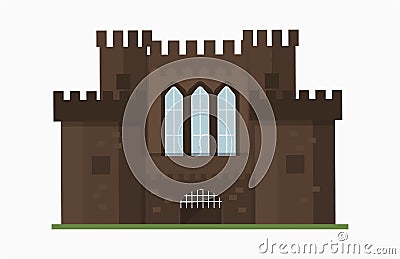 Cartoon fairy tale castle tower icon cute architecture fantasy house fairytale medieval and princess stronghold design Vector Illustration