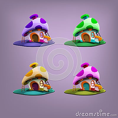 Cartoon fairytale houses. Vector Illustration