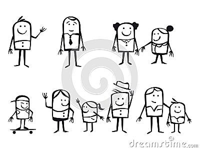 Cartoon families Vector Illustration