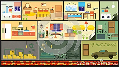 Cartoon family house Vector Illustration