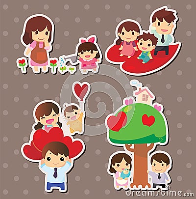 Cartoon family stickers Vector Illustration