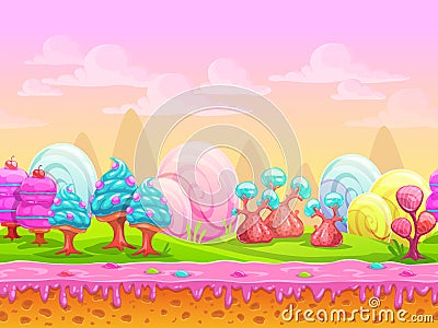 Cartoon fantasy candy land location Vector Illustration