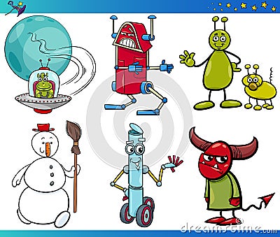 Cartoon Fantasy Characters Set Vector Illustration