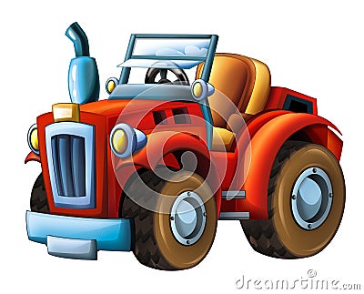 Cartoon farm tractor - Cartoon Illustration