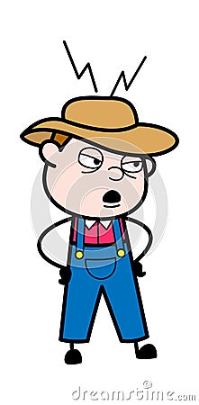 Cartoon Farmer Listening Cartoon Illustration