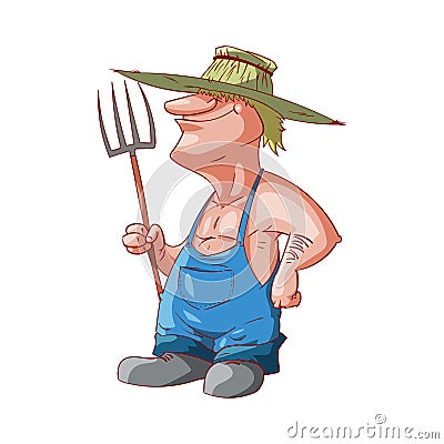 Cartoon farmer or redneck Vector Illustration