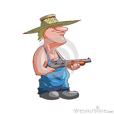Cartoon farmer or redneck Vector Illustration