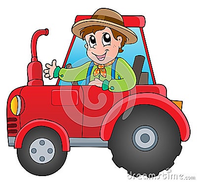Cartoon farmer on tractor Vector Illustration