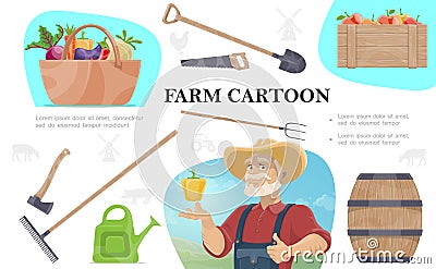 Cartoon Farming Composition Vector Illustration