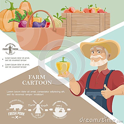 Cartoon Farming Template Vector Illustration