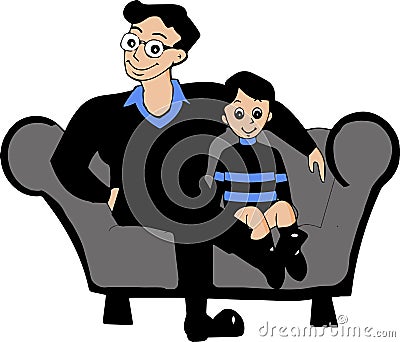 Cartoon father and son vector image Cartoon Illustration