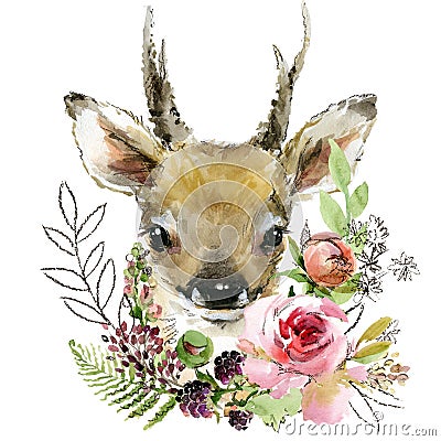 Cartoon fawn. forest animal illustration. Cartoon Illustration