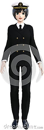 Cartoon Female Airline Pilot Isolated Cartoon Illustration