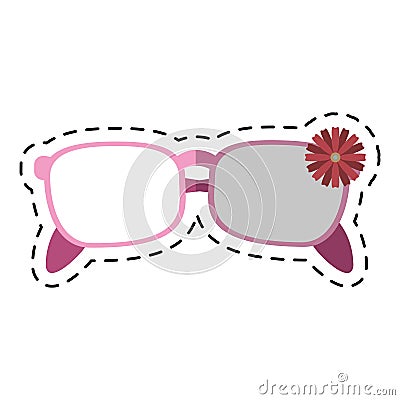 Cartoon female glasses flower decorative Vector Illustration