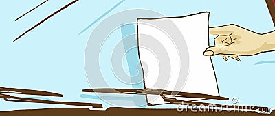 Cartoon Female Hand Taking A Sheet Of Paper From An Auto Windshield Vector Illustration