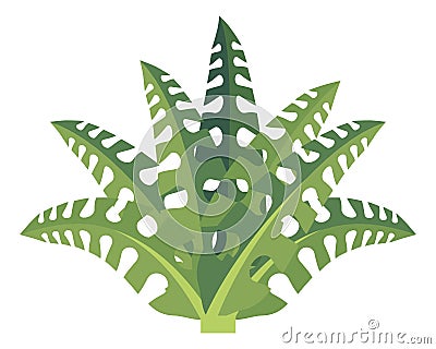 Cartoon fern. Green ancient forest natural plant Vector Illustration