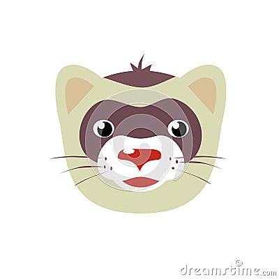 Cartoon ferret animal face vector illustration on white Vector Illustration