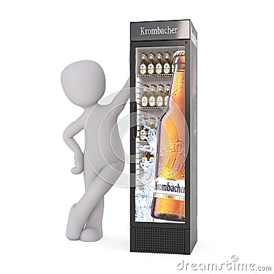 Cartoon Figure Leaning Against Beer Cooler Editorial Stock Photo
