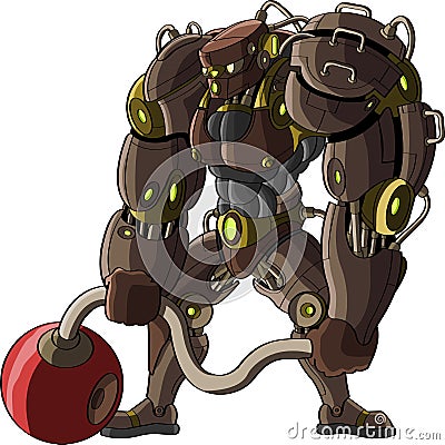 Cartoon figure of a powerful robot Cartoon Illustration