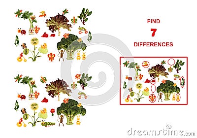 Cartoon figures of vegetables and fruits, illustration of Educa Cartoon Illustration