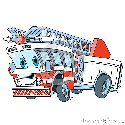 Cartoon fire truck Vector Illustration