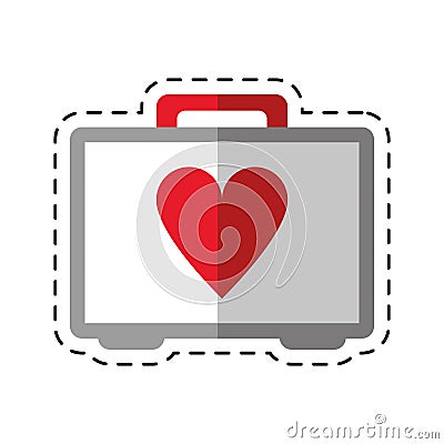 Cartoon first aid kit emergency heart care Vector Illustration