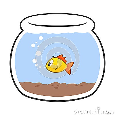 Cartoon Fish Bowl Vector Illustration