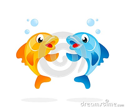 Cartoon fish characters. Vector Illustration