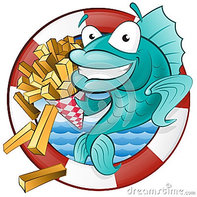 Cartoon Fish and Chips. Vector Illustration