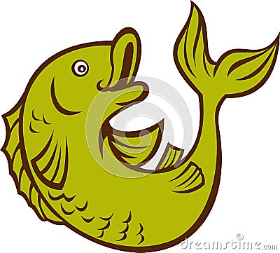 Cartoon fish jumping side Stock Photo