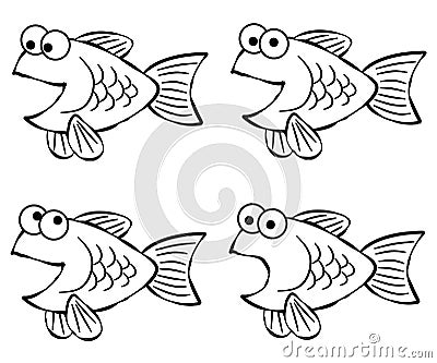 Cartoon Fish Line Art Cartoon Illustration